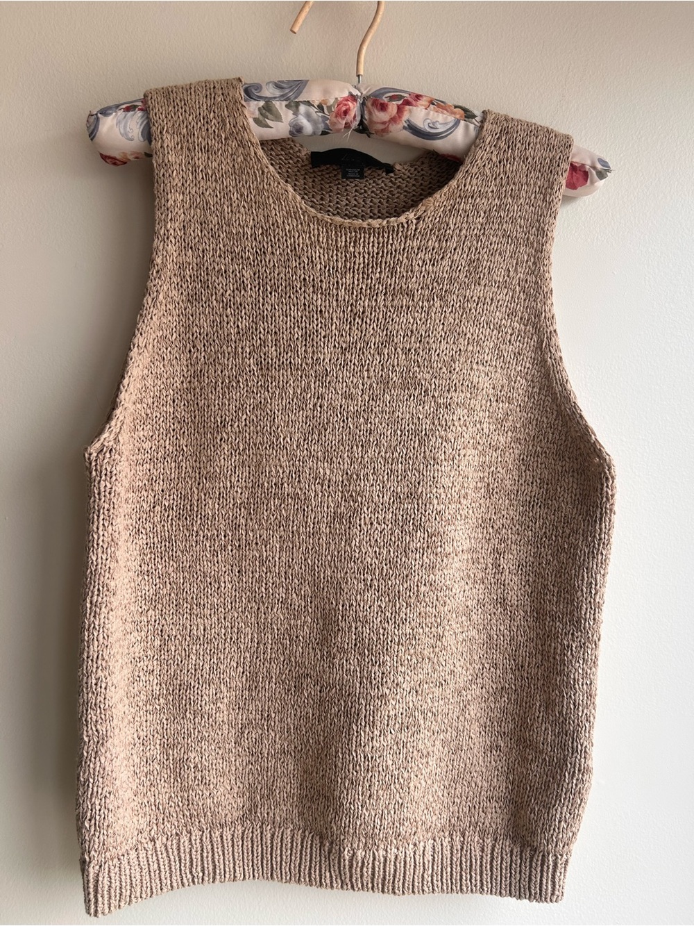 Classic Sleeveless Knit Sweater Vest in Beige - Picture 8 of 9